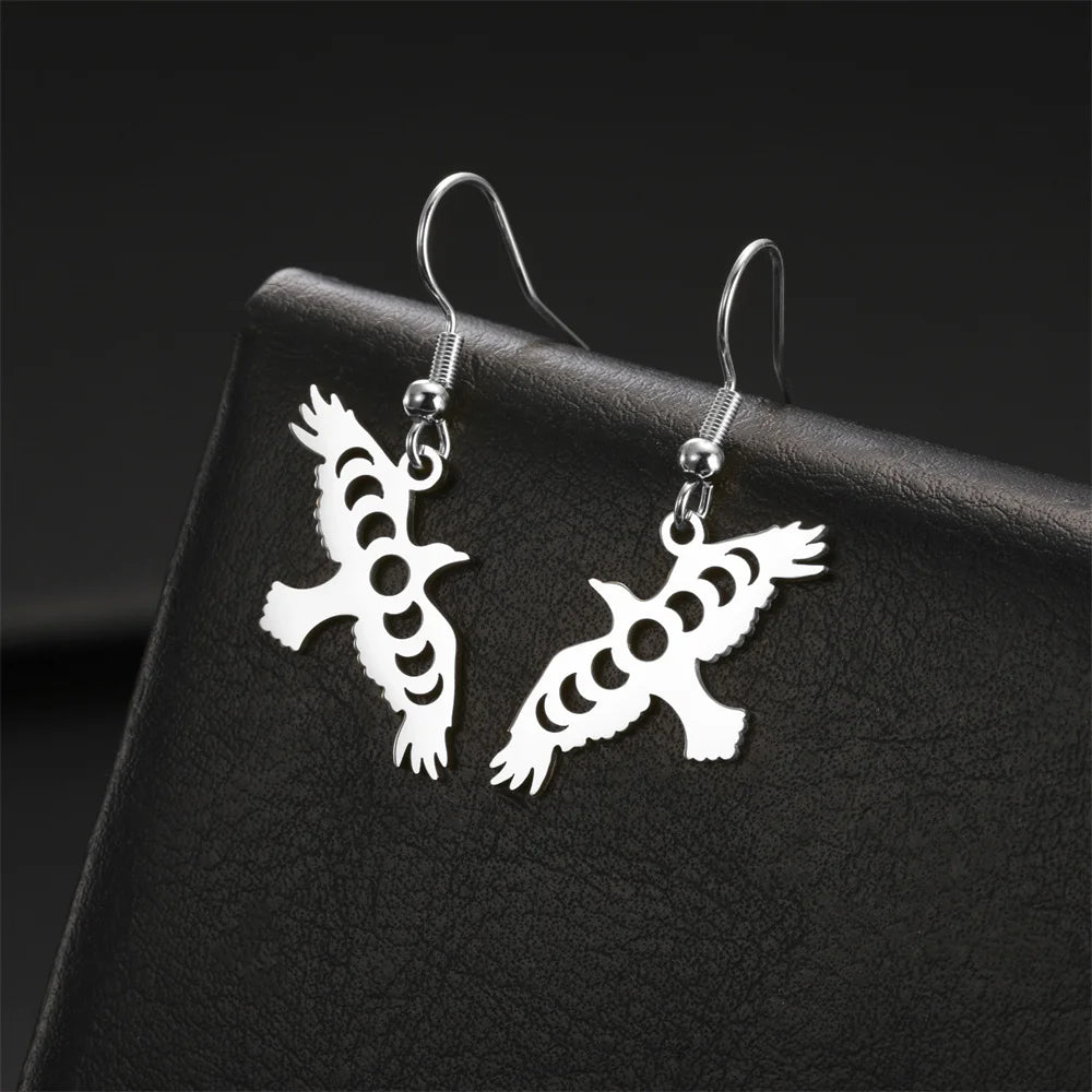 Boucles d'oreilles aigle croissant phase lunaire Cenits