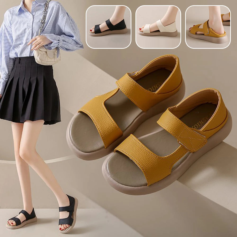 2024 New Summer Women Platform Sandals Thick Sole Women's Stylish Leather Sandals Lightweight Non-Slip Bottom Shoes