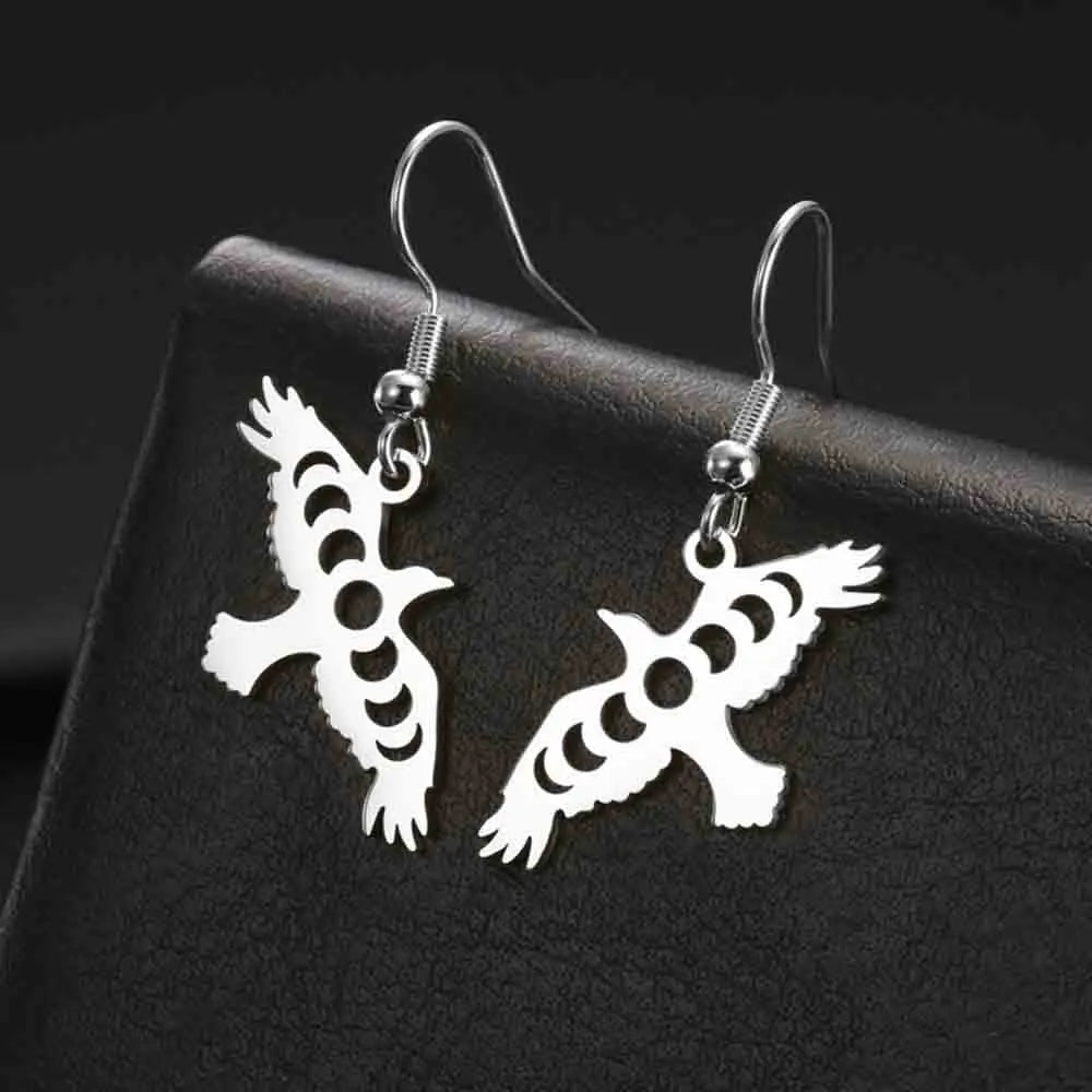 Boucles d'oreilles aigle croissant phase lunaire Cenits