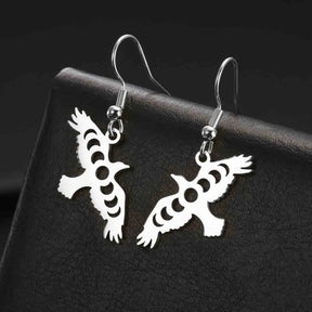 Boucles d'oreilles aigle croissant phase lunaire Cenits