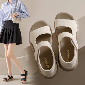 2024 New Summer Women Platform Sandals Thick Sole Women's Stylish Leather Sandals Lightweight Non-Slip Bottom Shoes