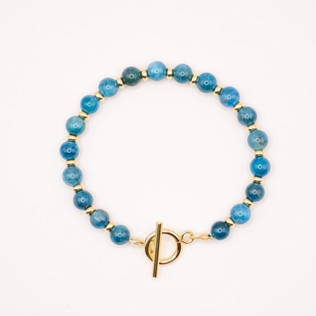 CIRCÉ | Bracelet en Apatite bleue et plaqué Or 18 et 24 carats-0